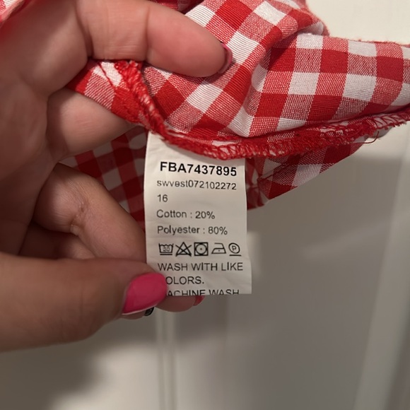 SHEIN red plaid tie top - Picture 5 of 5